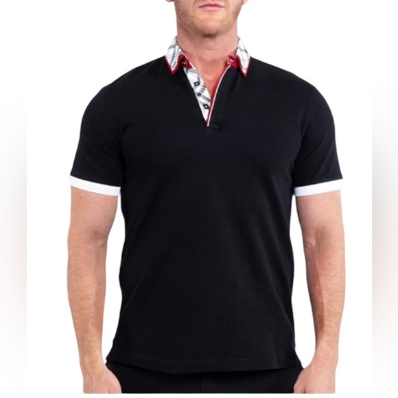 Maceoo Other - NWOT MACEOO Black White Red Short Sleeve Polo Shirt Men’s Size XLarge